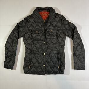 Michael Kors Womens Black Quilted Button Up Puffer Down Fill Jacket Sz S